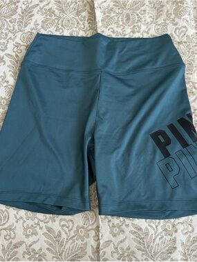 PINK Victoria's Secret Teal Mid-Rise Bike Shorts